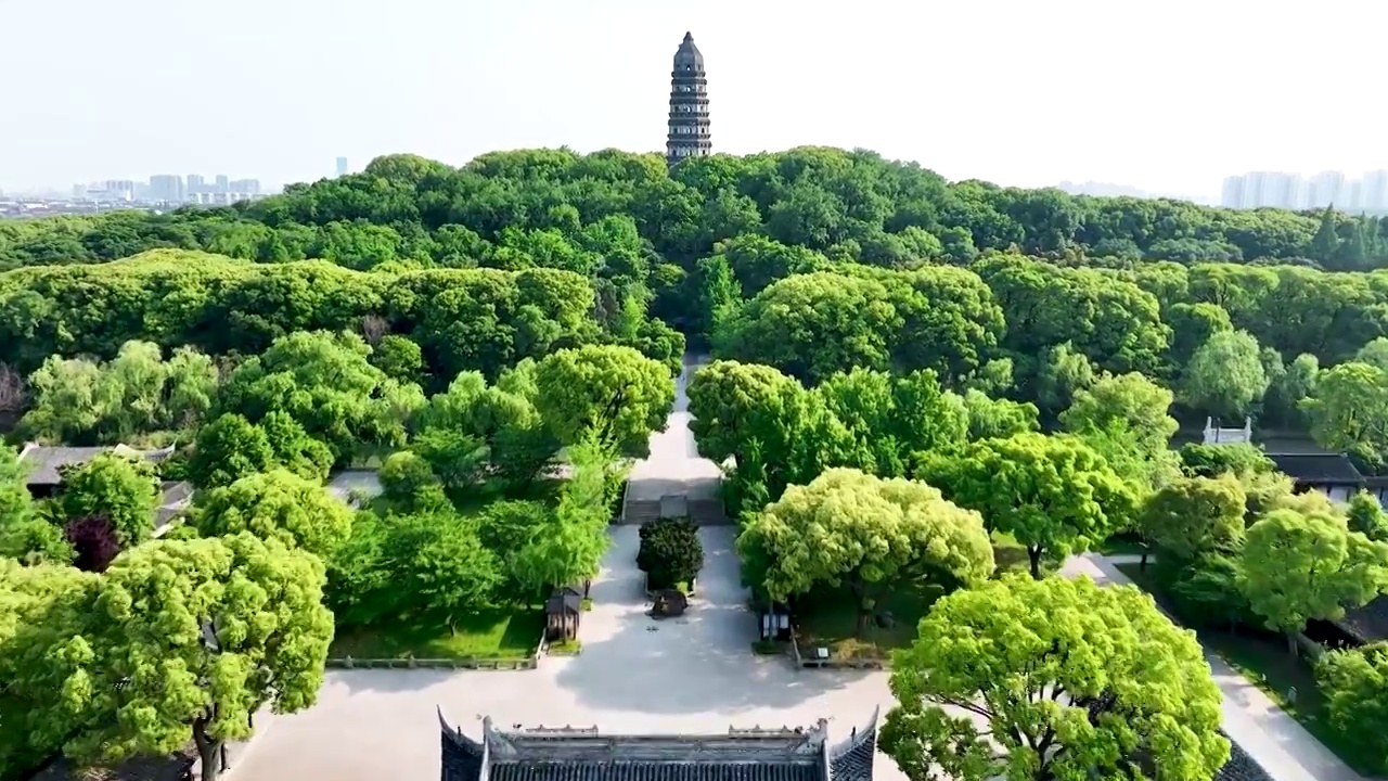 江苏苏州虎丘风景名胜区航拍视频素材