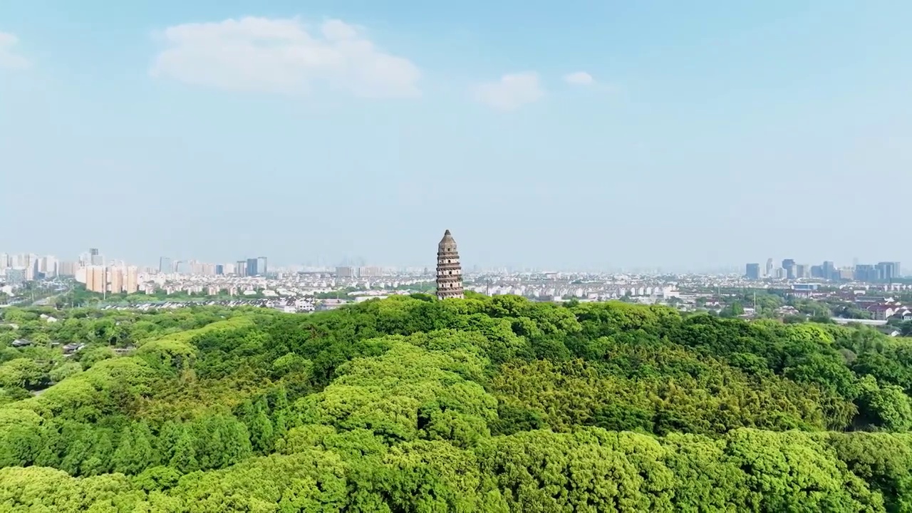 江苏苏州虎丘风景名胜区航拍视频素材