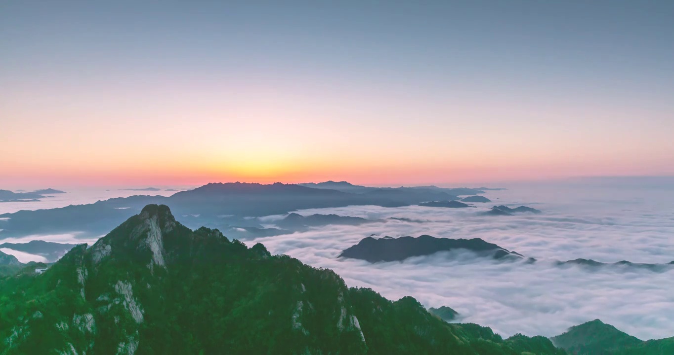 河南省洛阳市白云山旅游度假区日出云海延时摄影视频素材