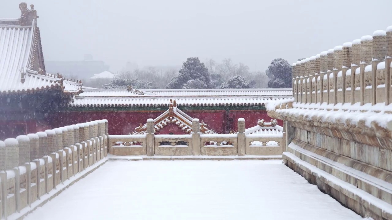 大雪中的故宫视频素材