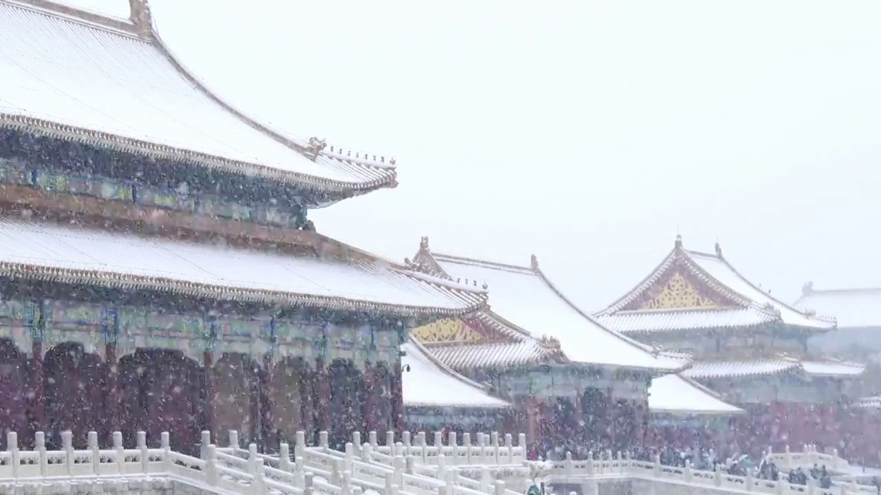 大雪中的故宫视频素材