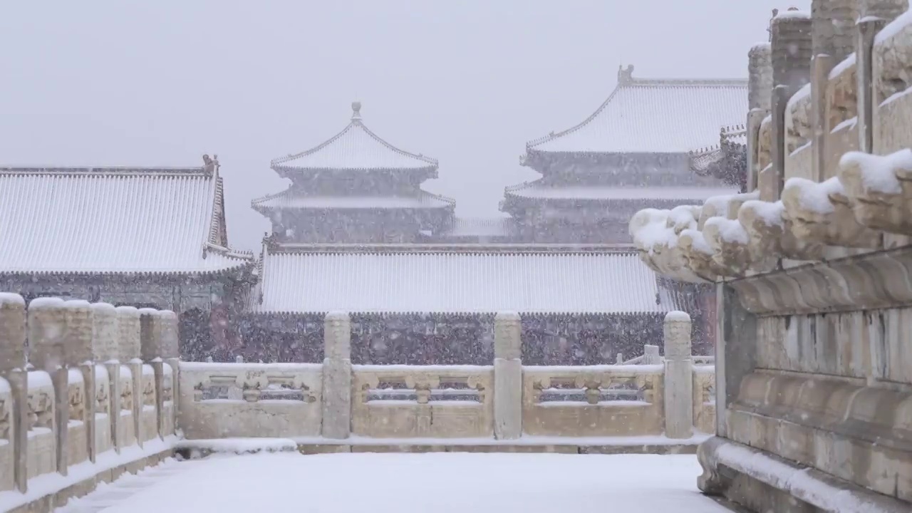 大雪中的故宫视频素材