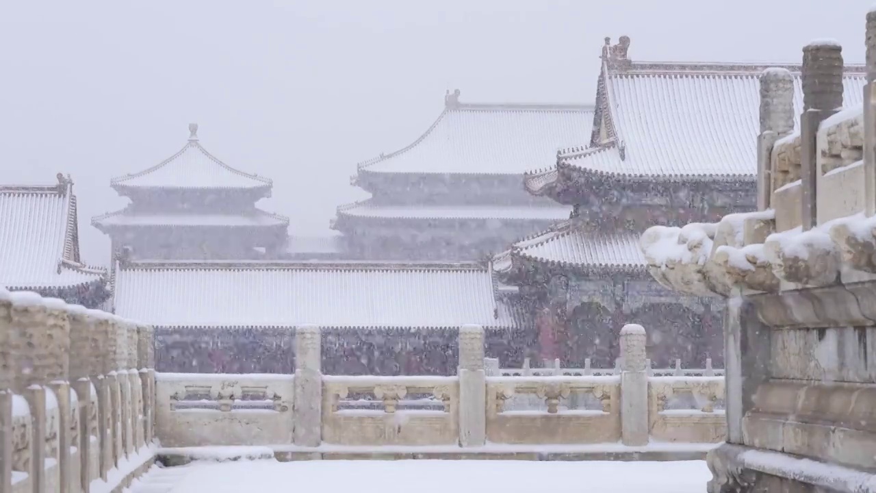 大雪中的故宫视频素材