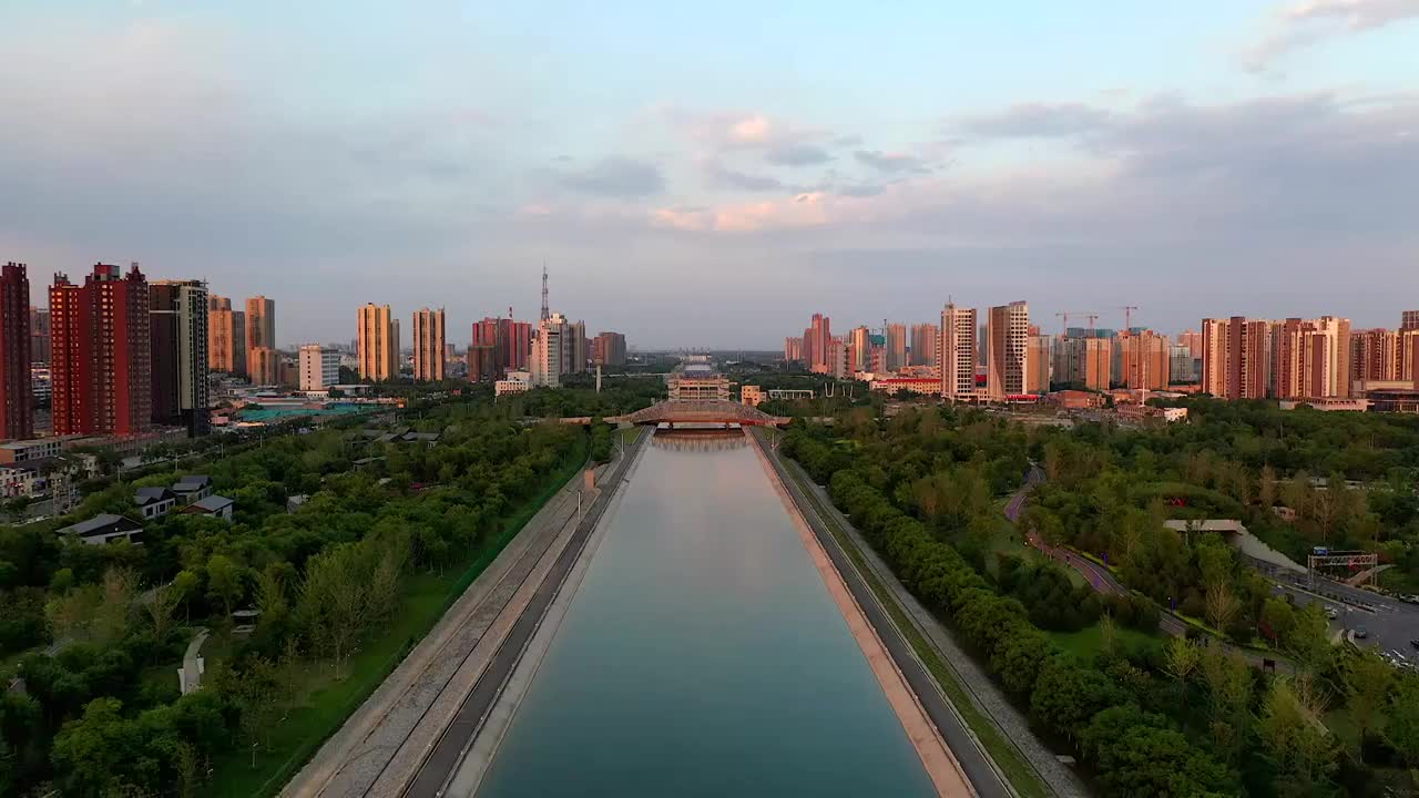 中国河南焦作市南水北调河天河公园视频素材