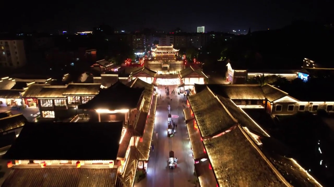 航拍江西赣州郁孤台夜景视频素材