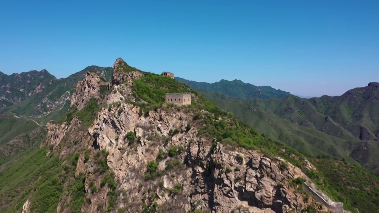 北京密云古北口卧虎山长城风光视频素材