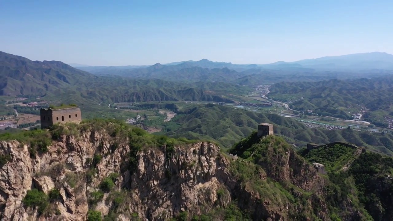 北京密云古北口卧虎山长城风光视频素材