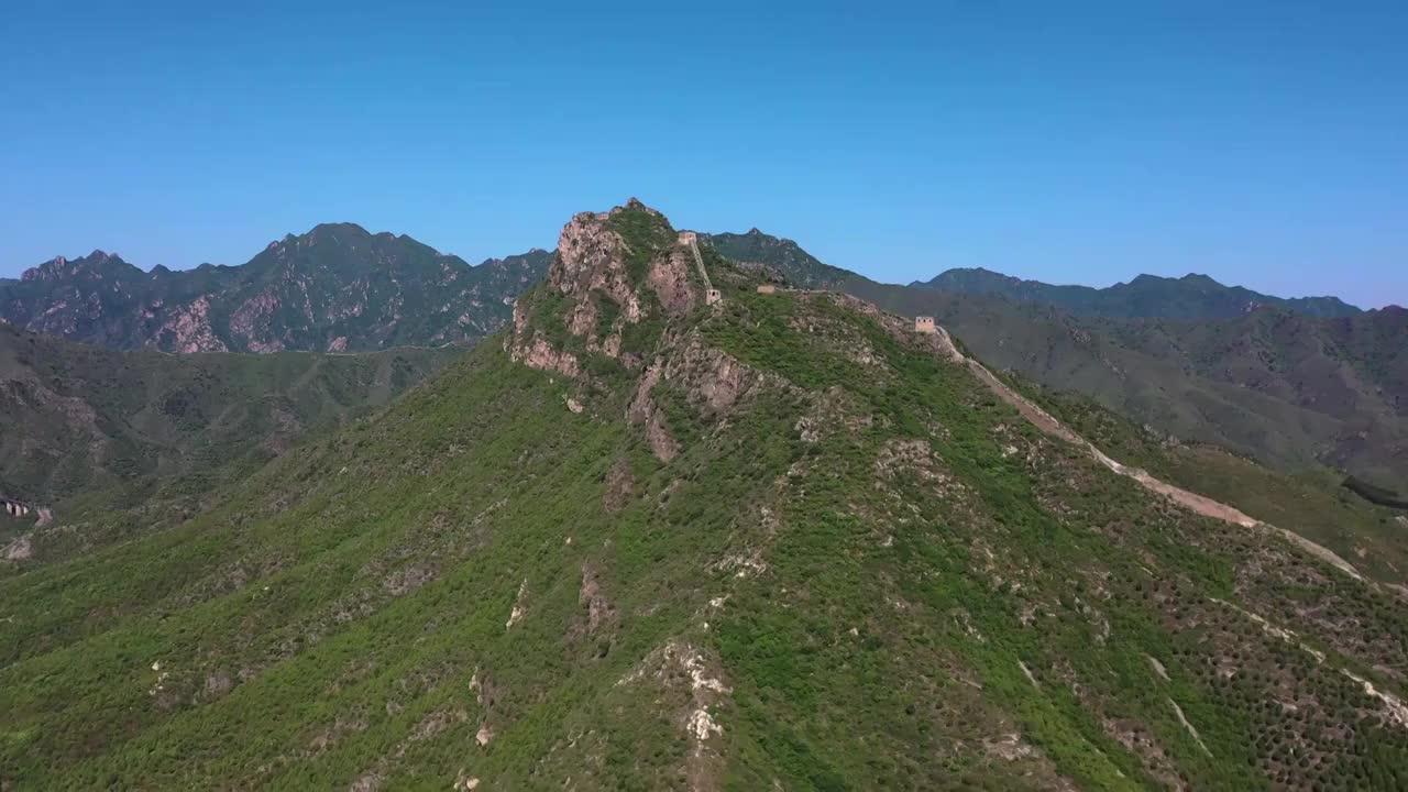 北京密云古北口卧虎山长城风光视频素材