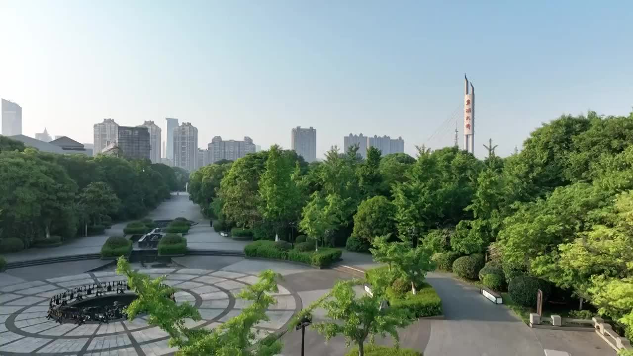 运河公园，蓉湖大桥晨景视频素材