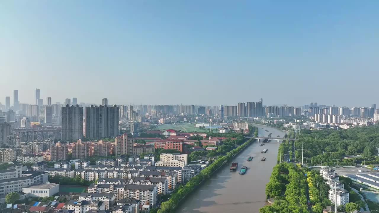 运河公园，蓉湖大桥晨景视频素材