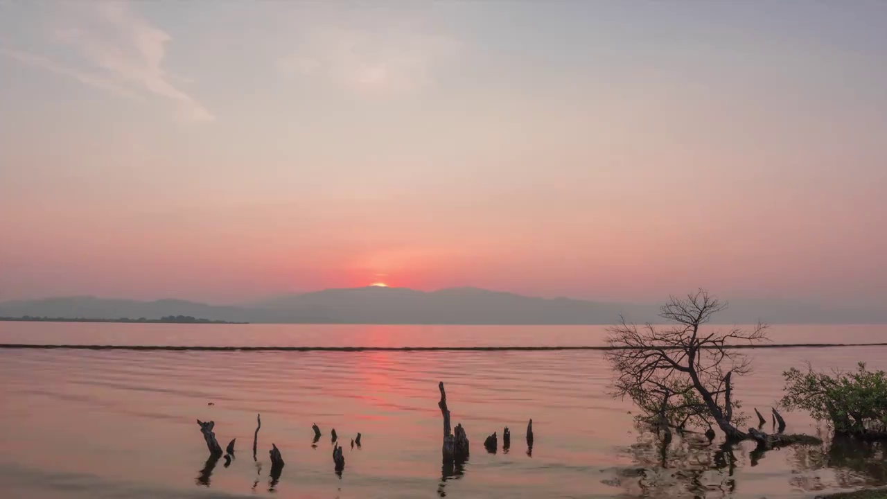 夏天的中国云南大理洱海日出视频素材