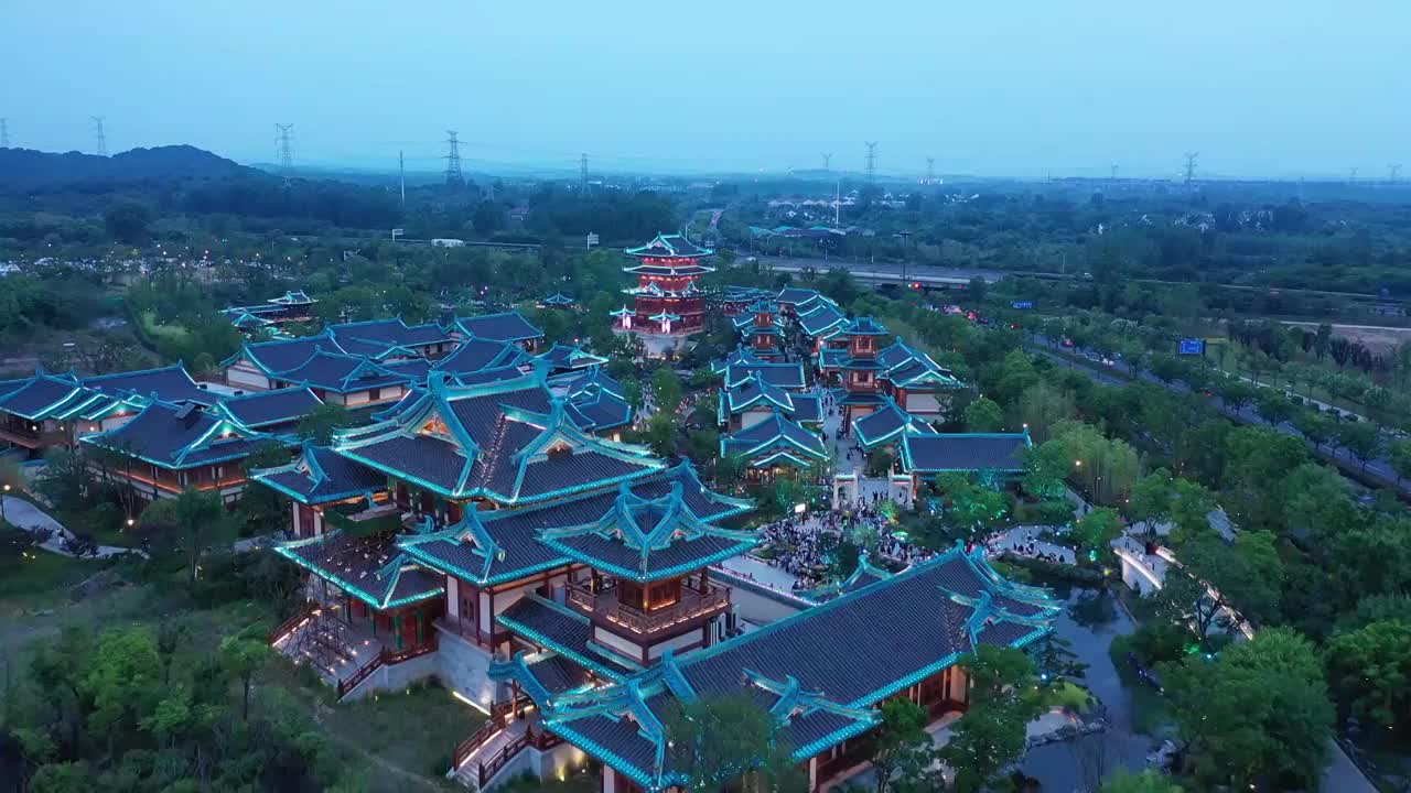 南京金陵小镇的夜景风光视频素材