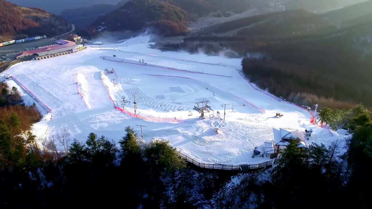 神农架滑雪场航拍视频素材