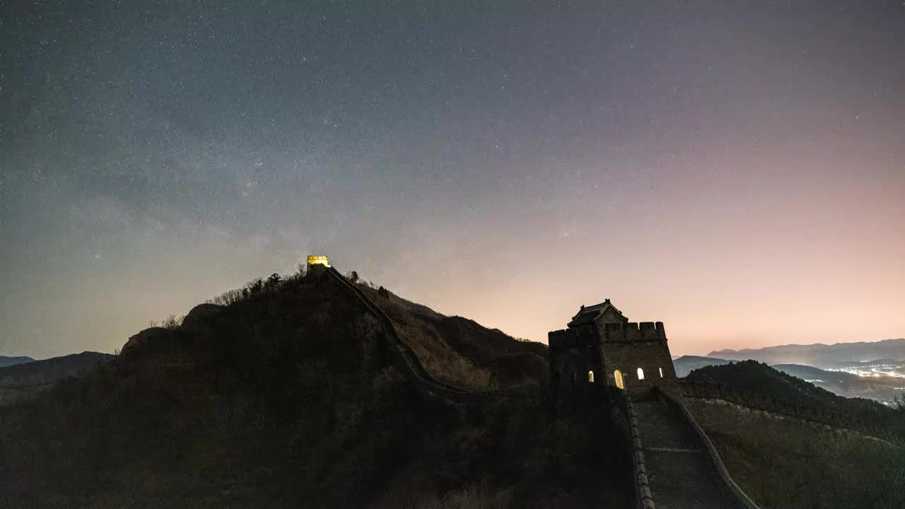 天津蓟县黄崖关长城星空延时视频素材