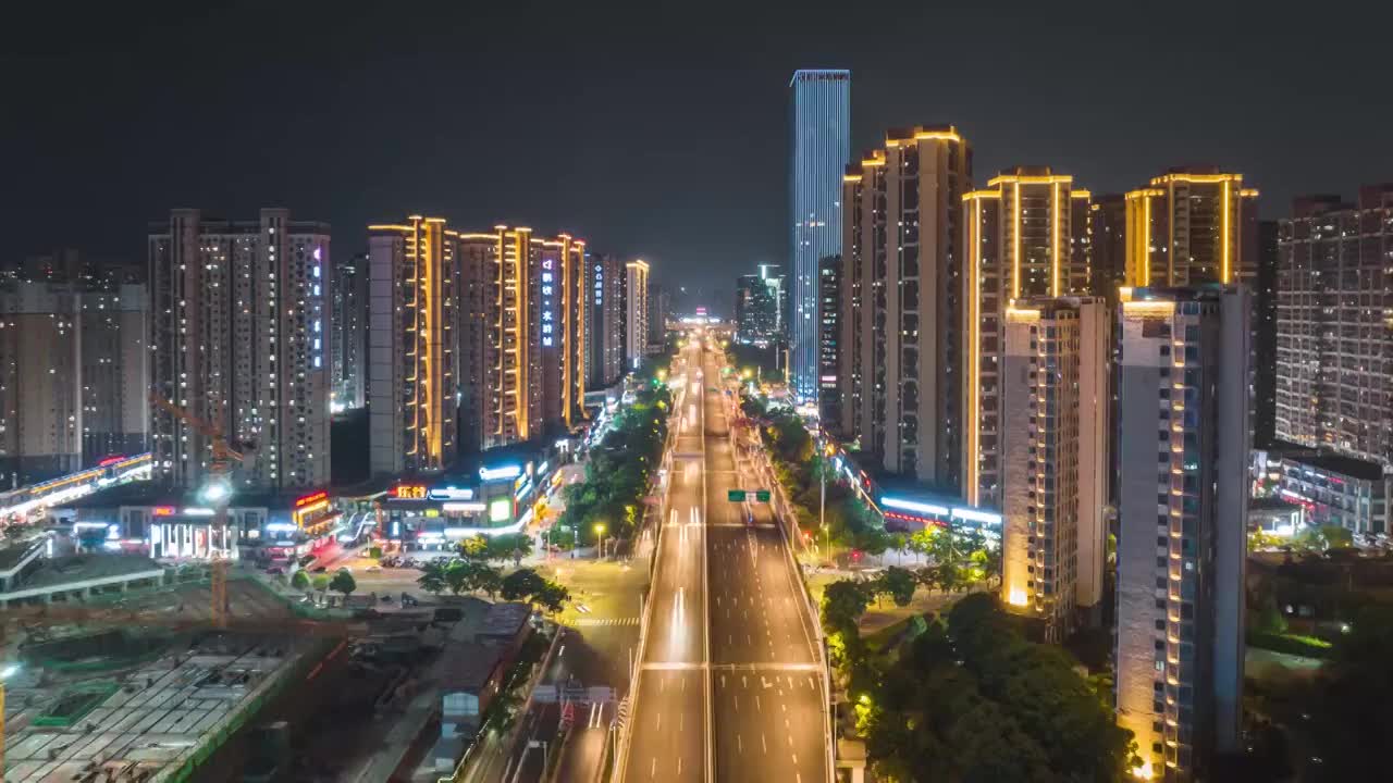 航拍赣南高架桥-十龙聚龟夜景延时视频素材