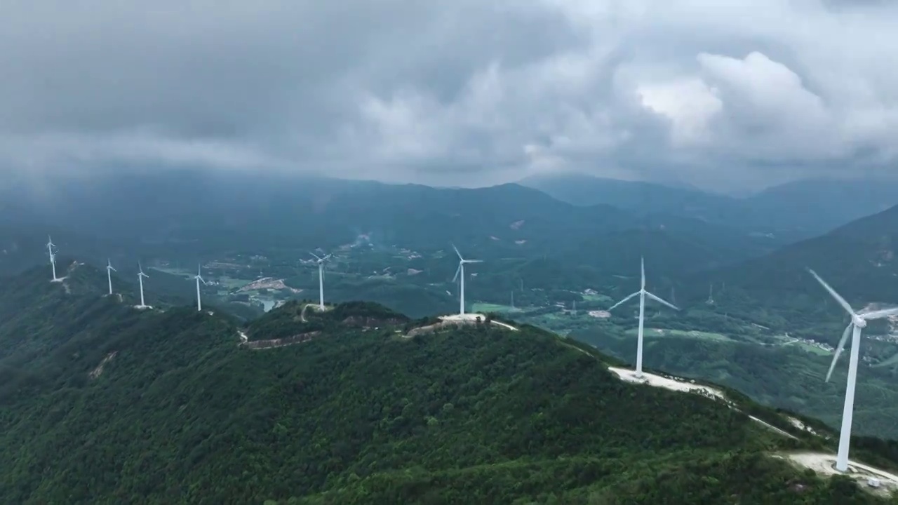 广东江门台山隆文老村风车山航拍美景视频素材