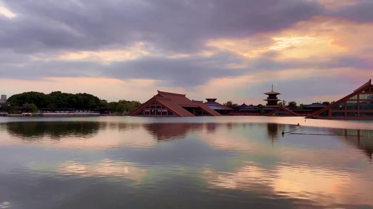 广富林遗址黄昏日落风光视频素材