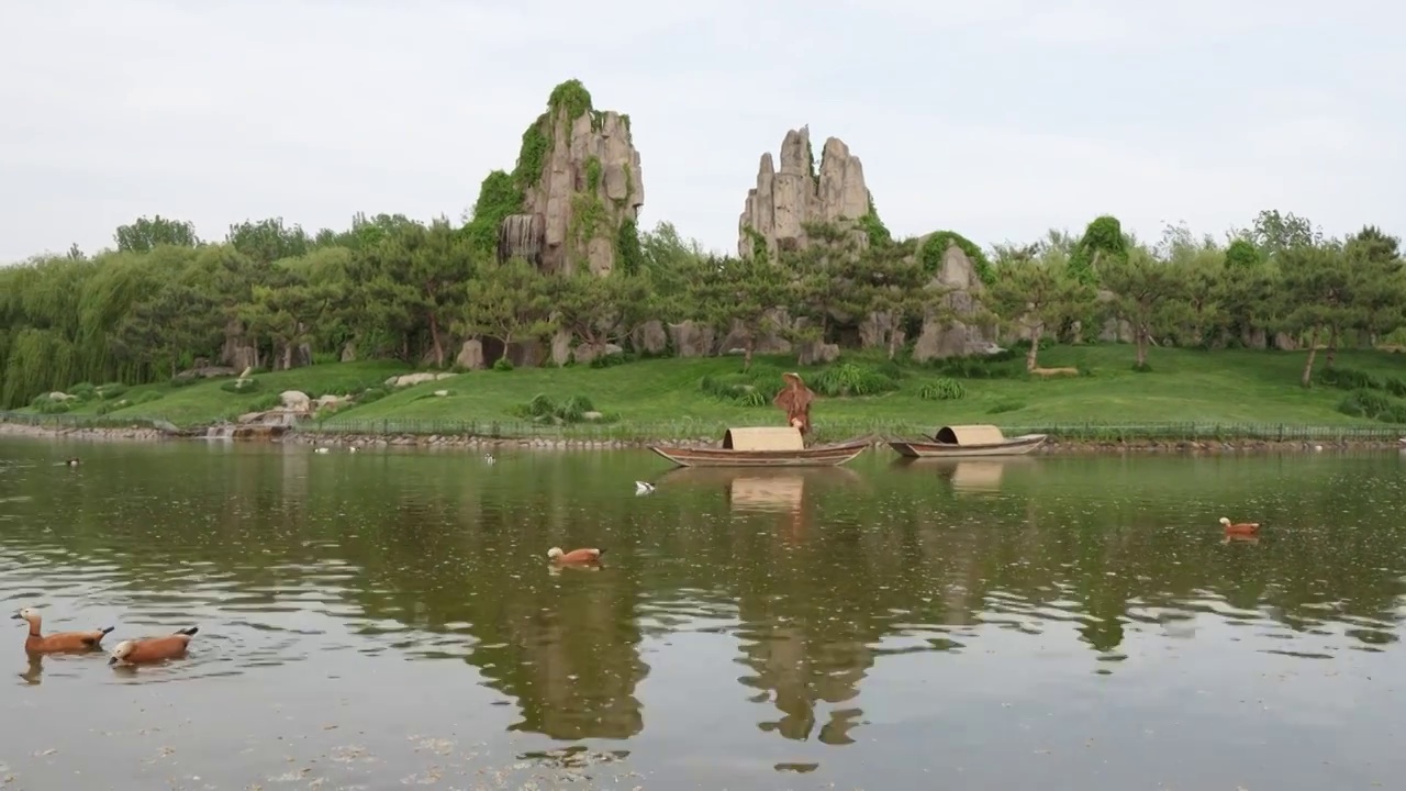 山水场景北京野生动物园视频素材