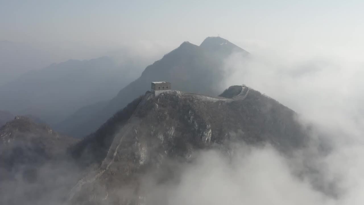 北京箭扣长城冬季雪景云海视频素材