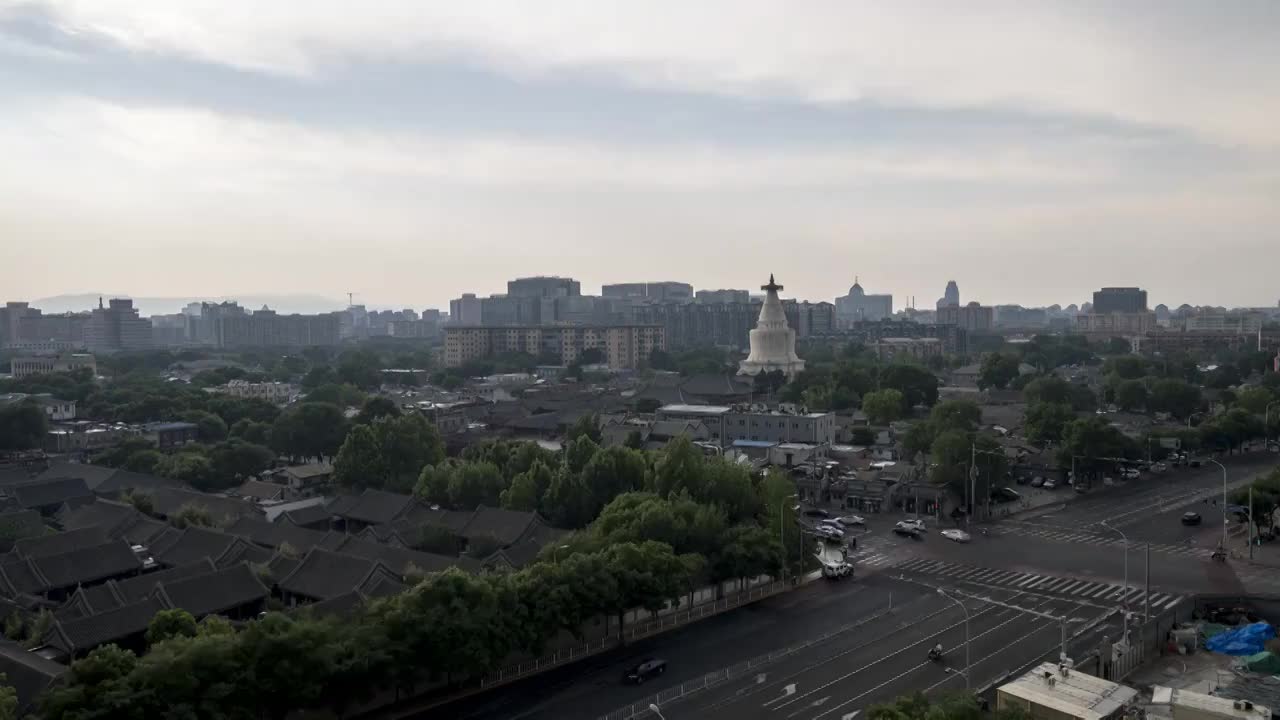 北京白塔寺古建筑城市风光延时摄影视频素材