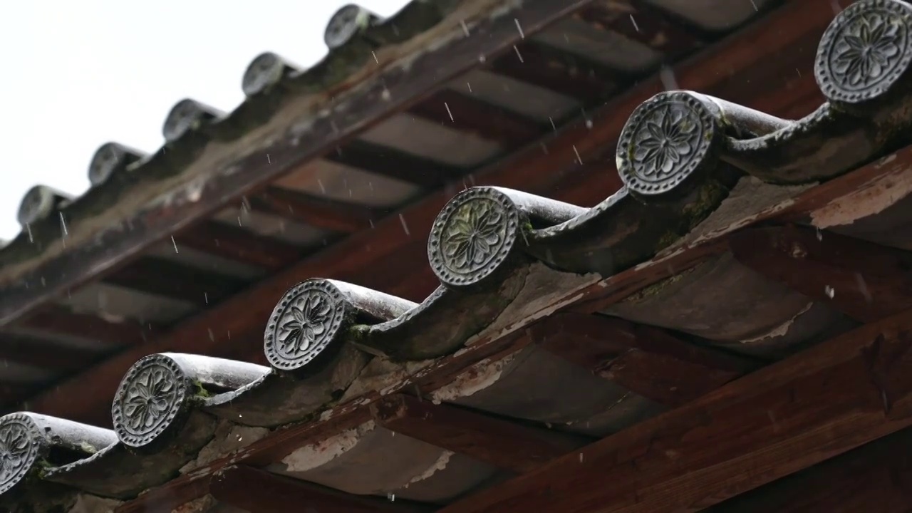 雨天的瓦当视频素材