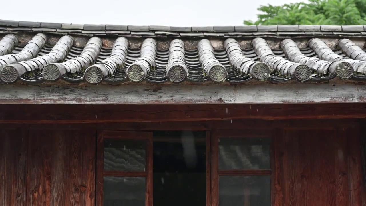 雨天的瓦当视频素材