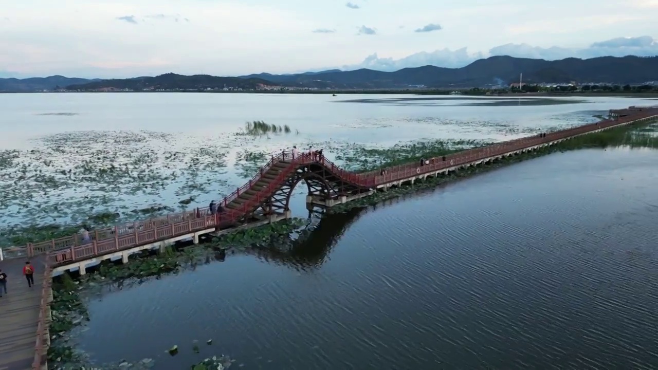 云南省红河州石屏县异龙湖风光视频素材