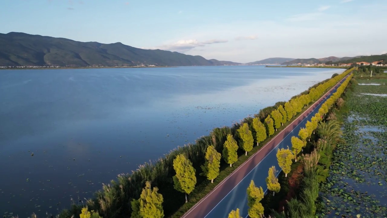 云南省红河州石屏县异龙湖风光视频素材