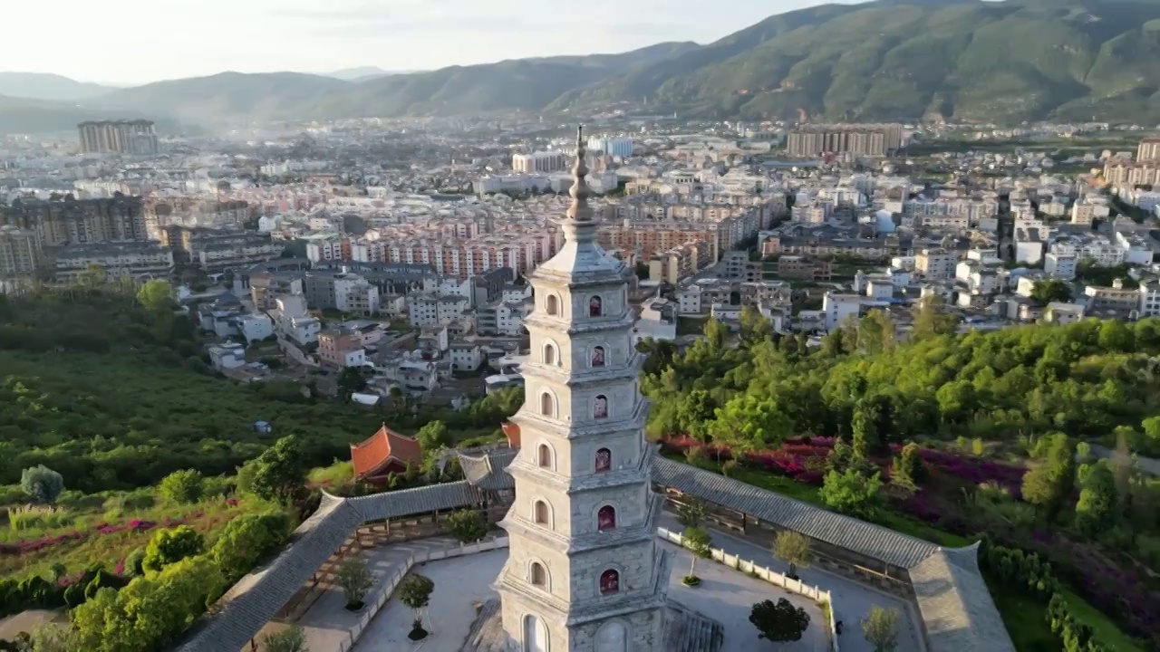 云南省红河州石屏县地标建筑焕文塔视频素材