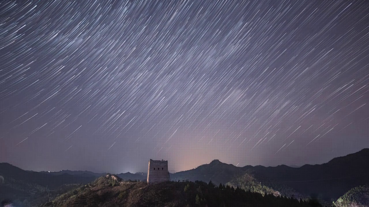 北京古北口长城星空视频素材