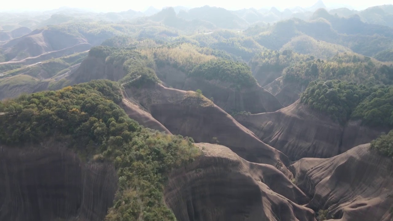 航拍湖南高椅岭丹霞风景区视频素材