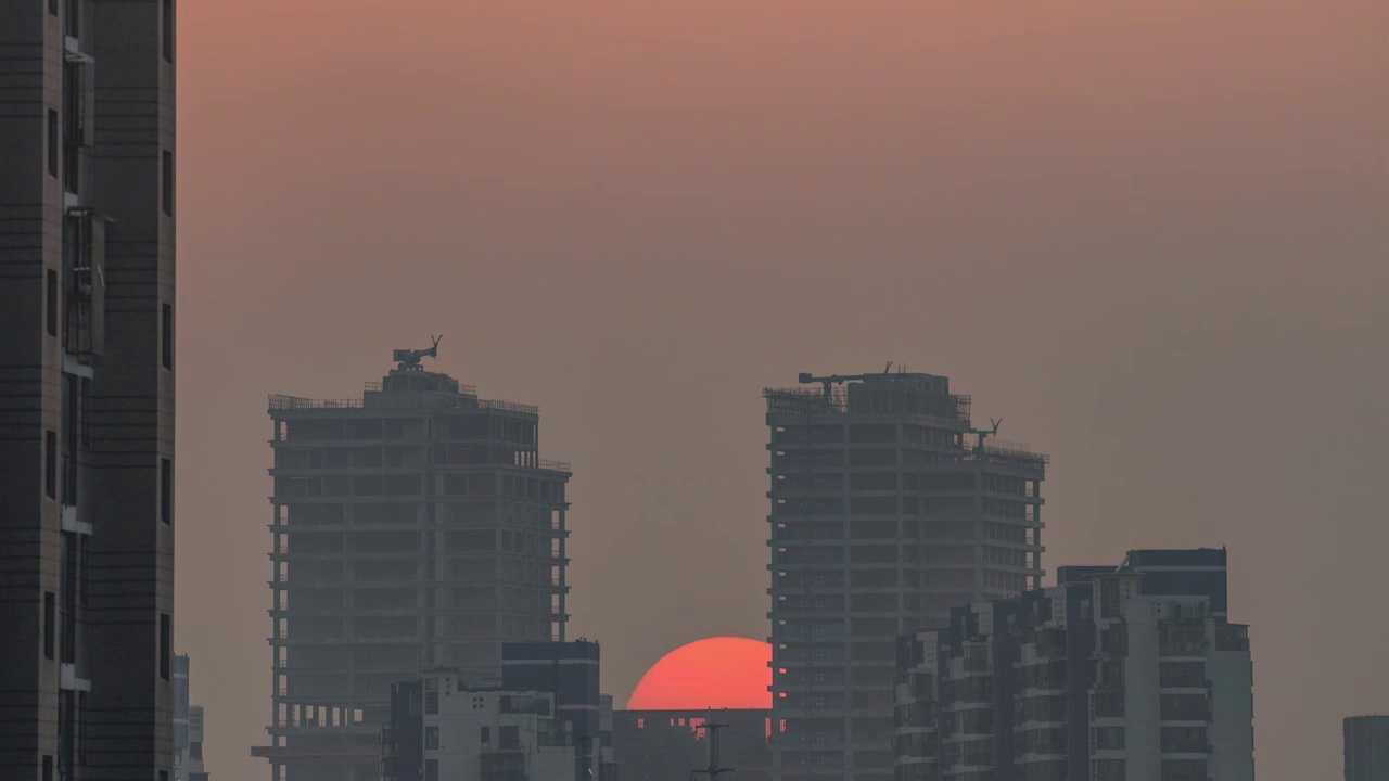 超长焦日落延时视频素材