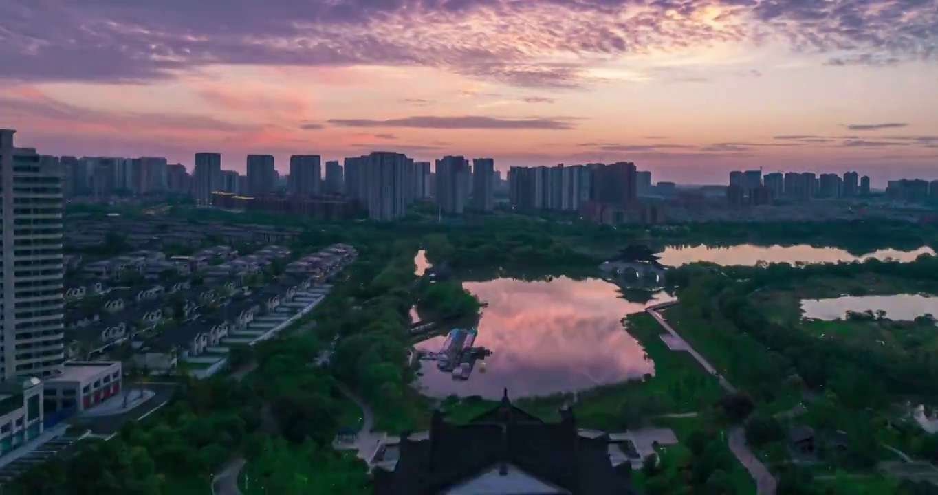 九华湖德文化公园，夕阳视频素材