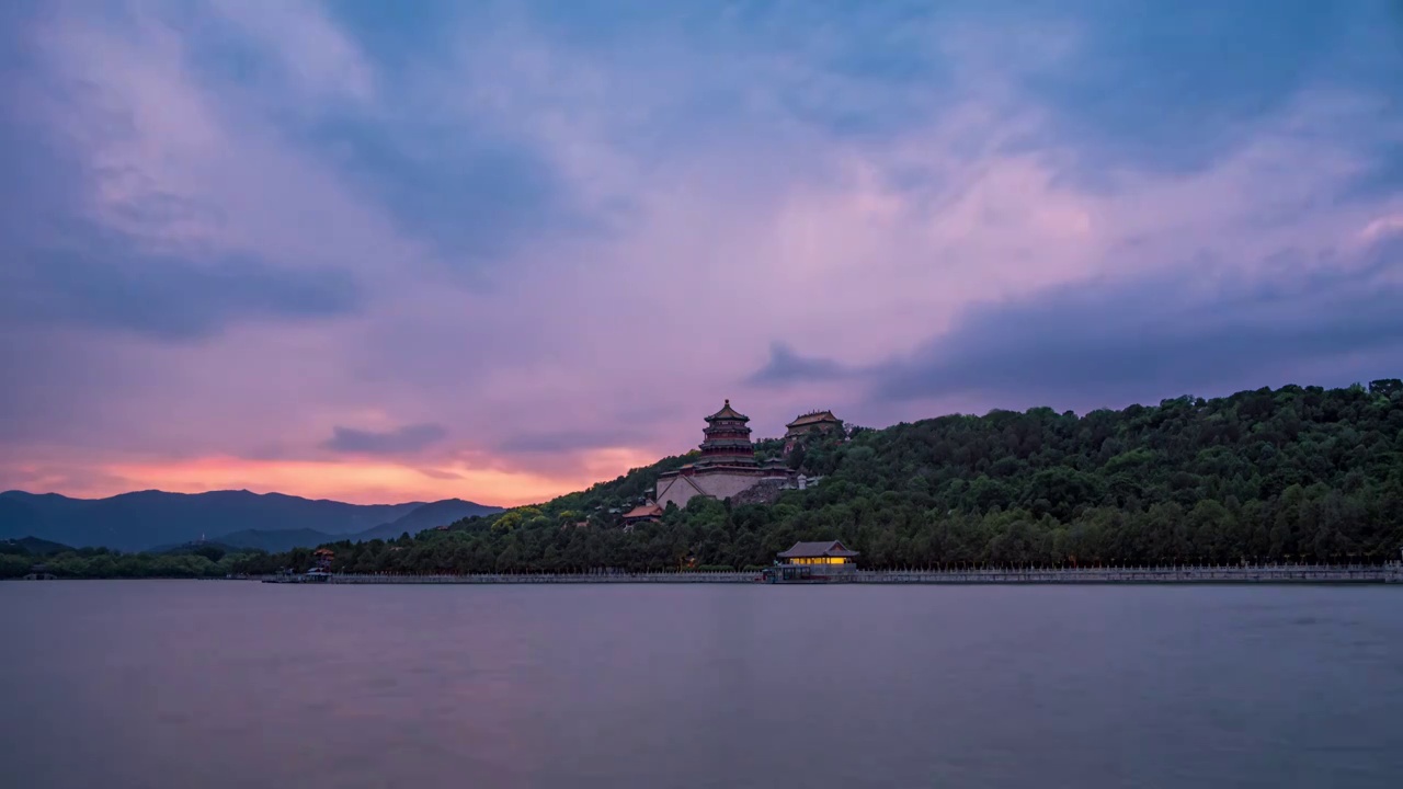 颐和园晚霞视频素材