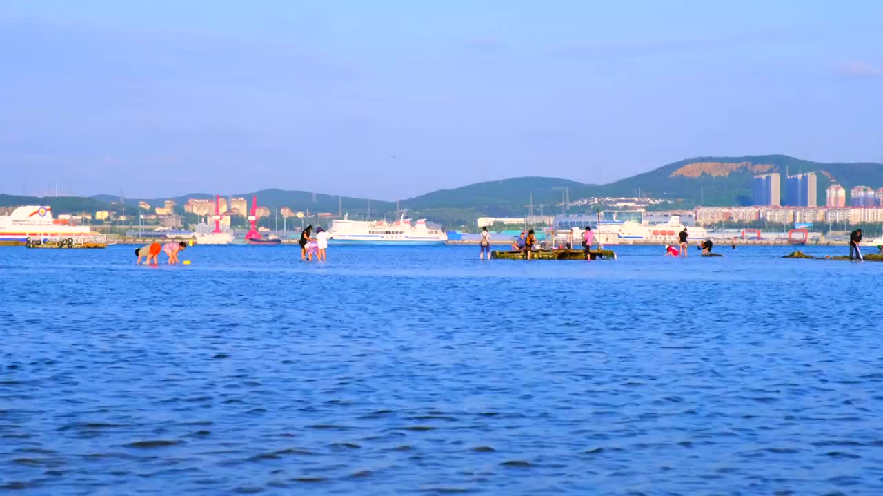 山东威海滨海海景风光视频素材