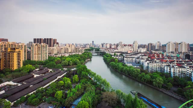 杭州市区运河白天转夜晚视频素材