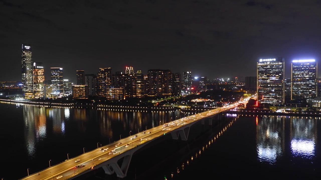 广州琶洲CBD琶洲大桥夜景视频素材