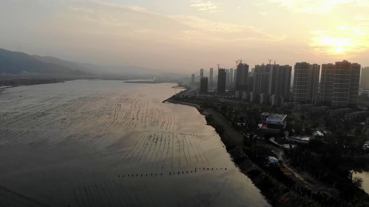 福建漳州港海湾落日视频素材