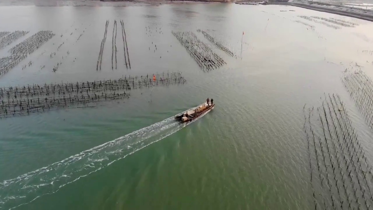 福建漳州港海湾渔船视频素材