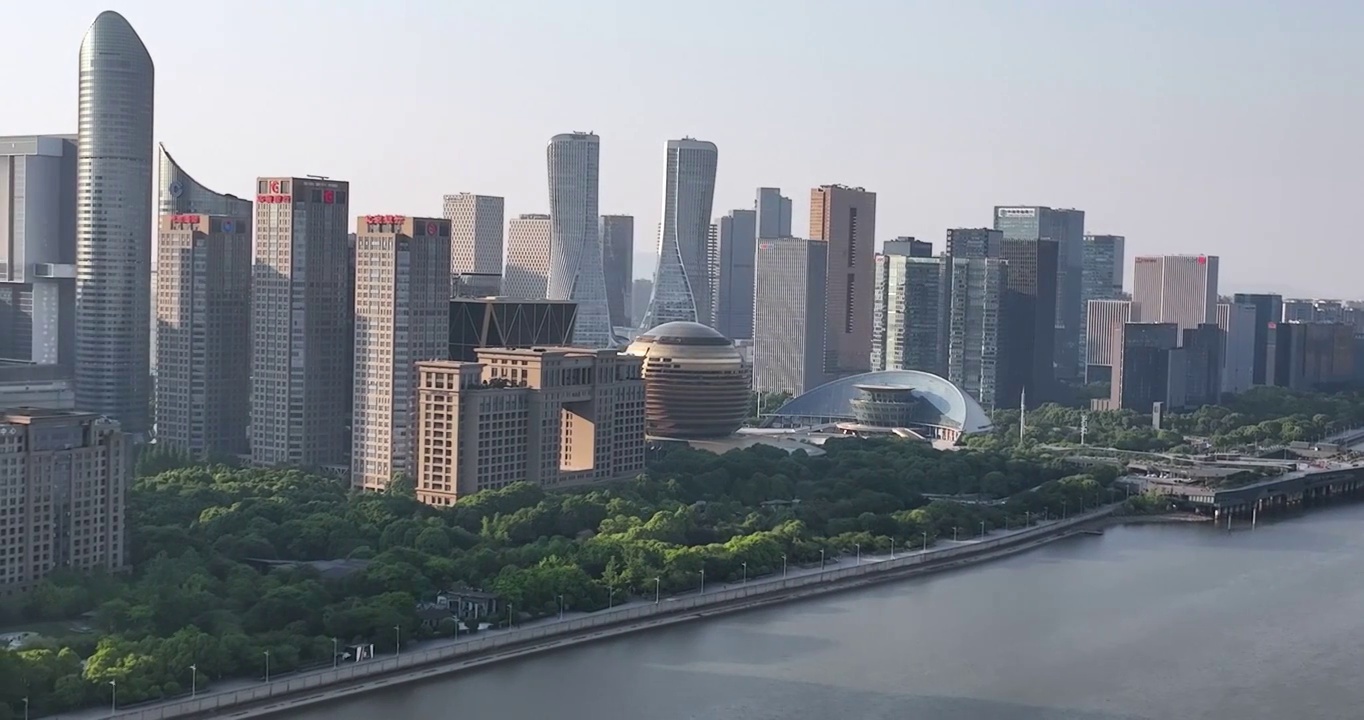 航拍杭州钱江新城城市风景视频素材