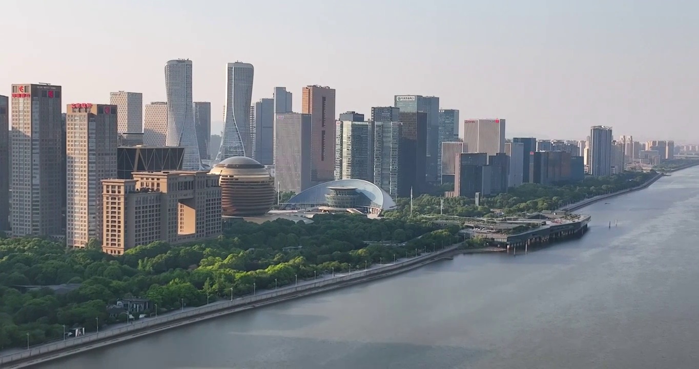 航拍杭州钱江新城城市风景视频素材