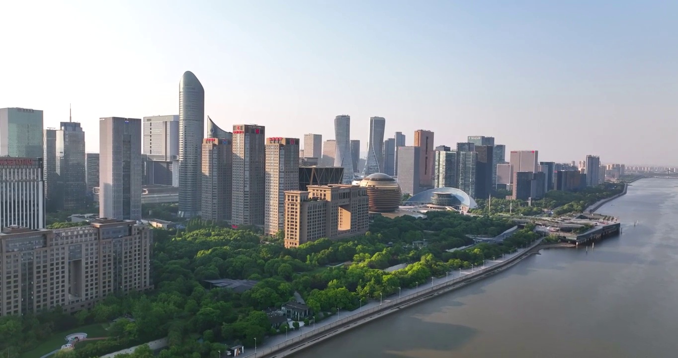 航拍杭州钱江新城城市风景视频素材