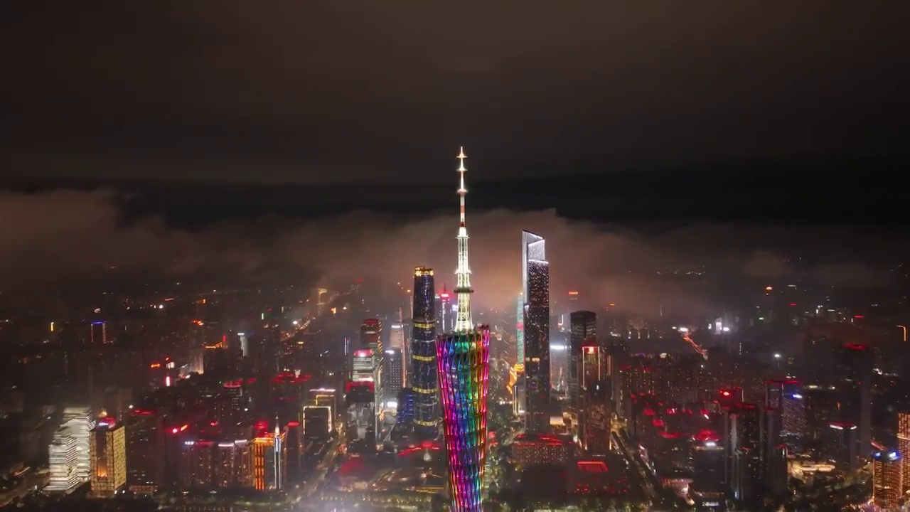 雨后航拍广州珠江两岸视频素材