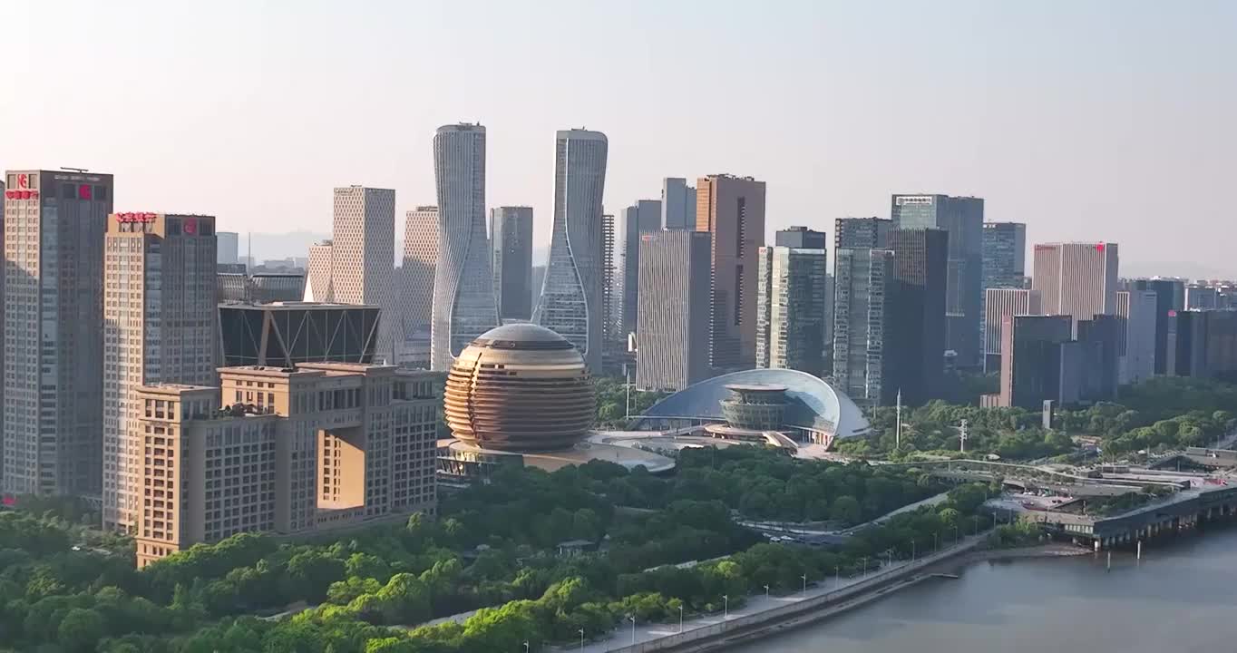 航拍杭州钱江新城城市风景视频素材