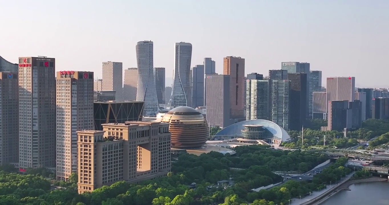 航拍杭州钱江新城城市风景视频素材