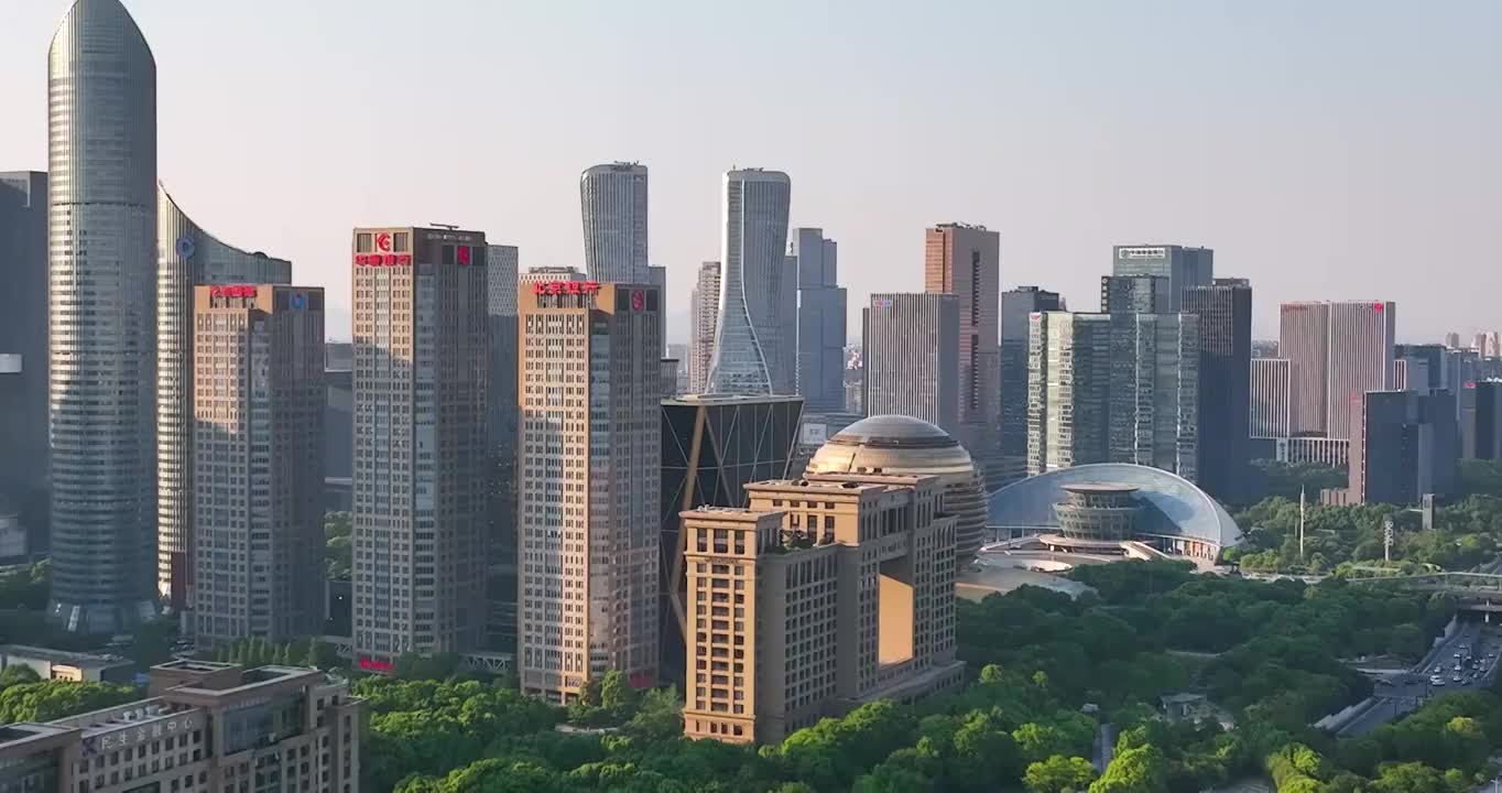 航拍杭州钱江新城城市风景视频素材