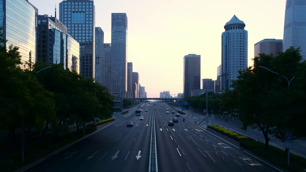 北京国贸CBD正中日落夜景延时视频素材