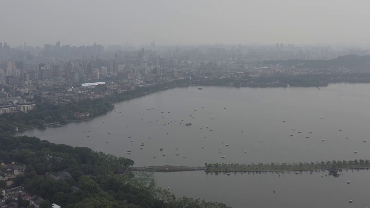 杭州西湖宝石山航拍视频素材