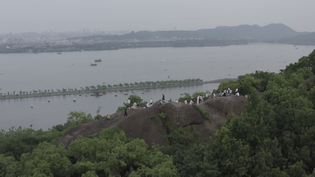 杭州西湖宝石山航拍视频素材