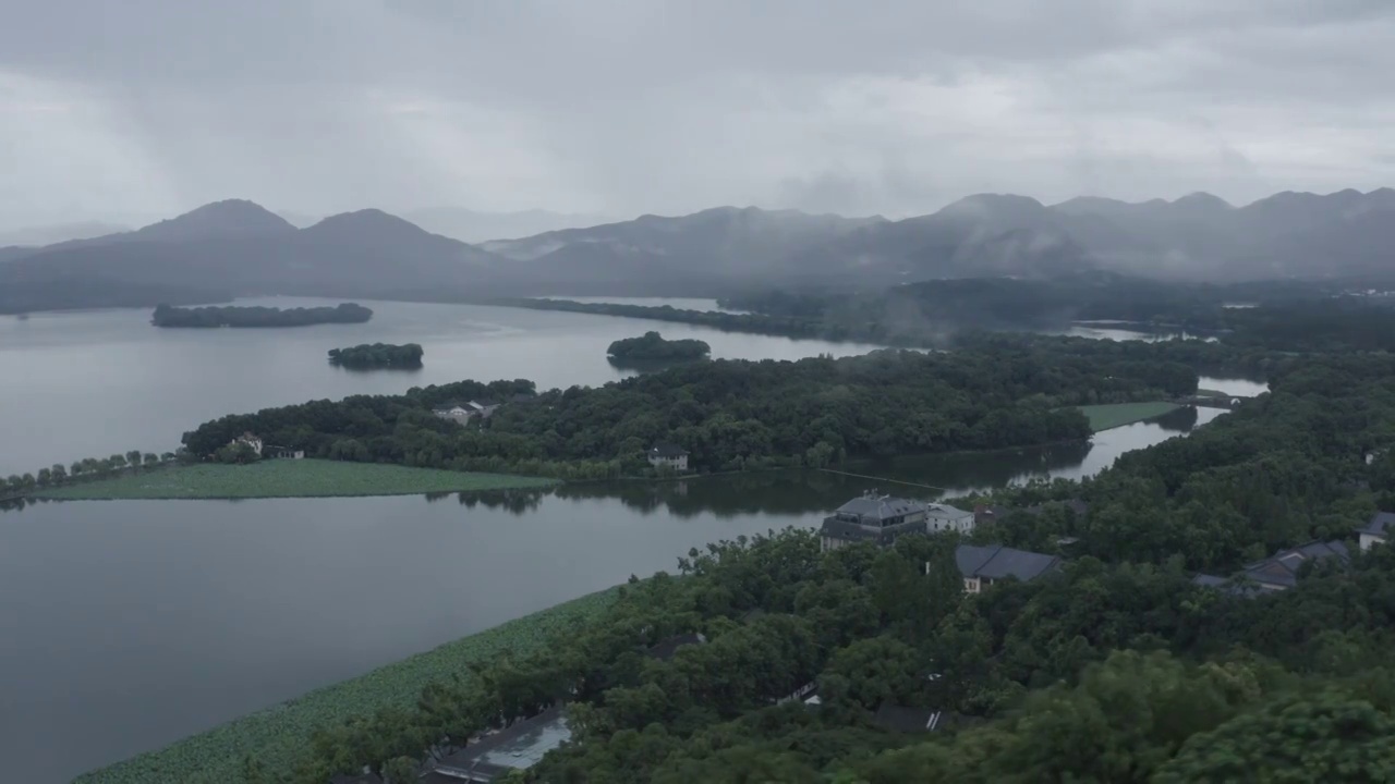 杭州西湖宝石山航拍视频素材